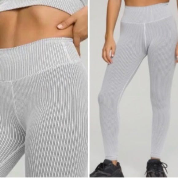 GOOD AMERICAN CORE POWER SEAMLESS TEXTURED RIB LEGGINGS WHITE NWT Size 4/5 - Picture 1 of 6
